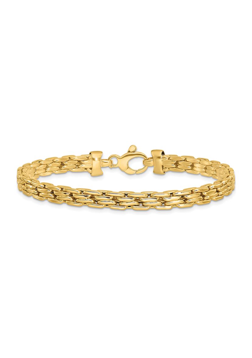 14K Yellow Gold Polished Fancy Link Bracelet