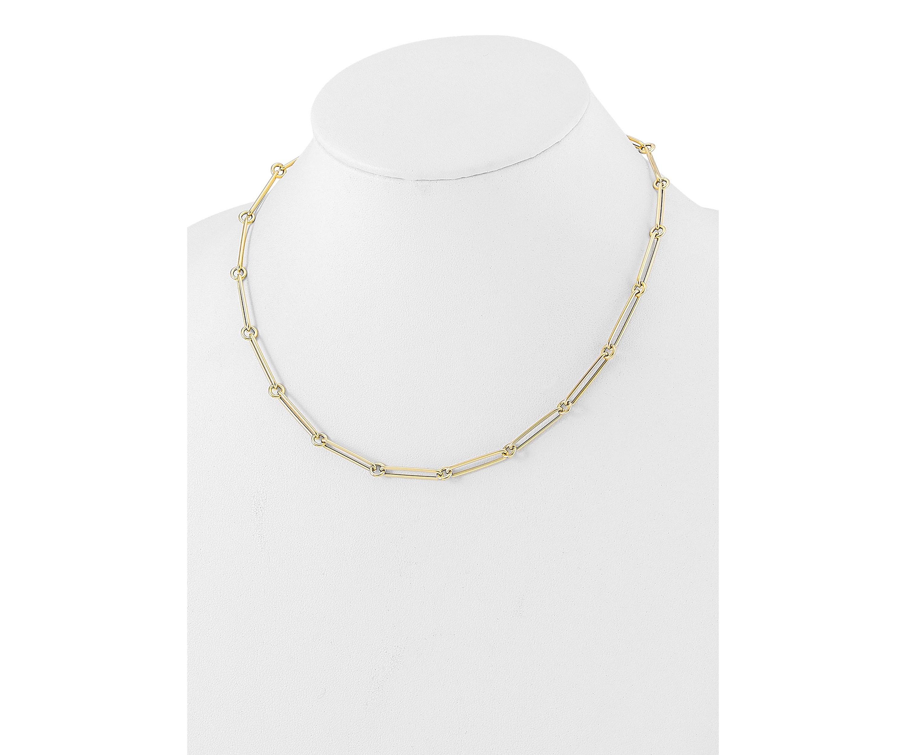 14K Yellow Gold Polished Hollow Paperclip Link Necklace