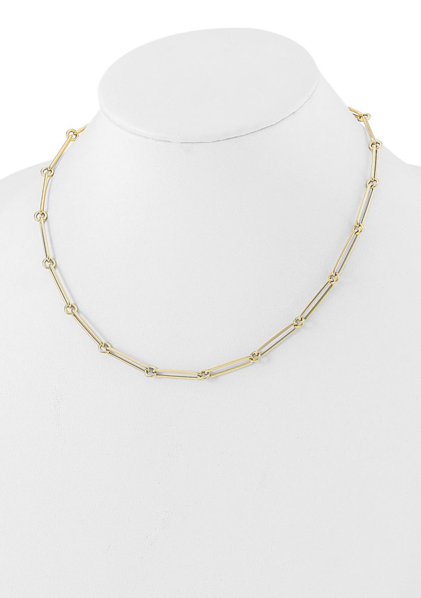 14K Yellow Gold Polished Hollow Paperclip Link Necklace