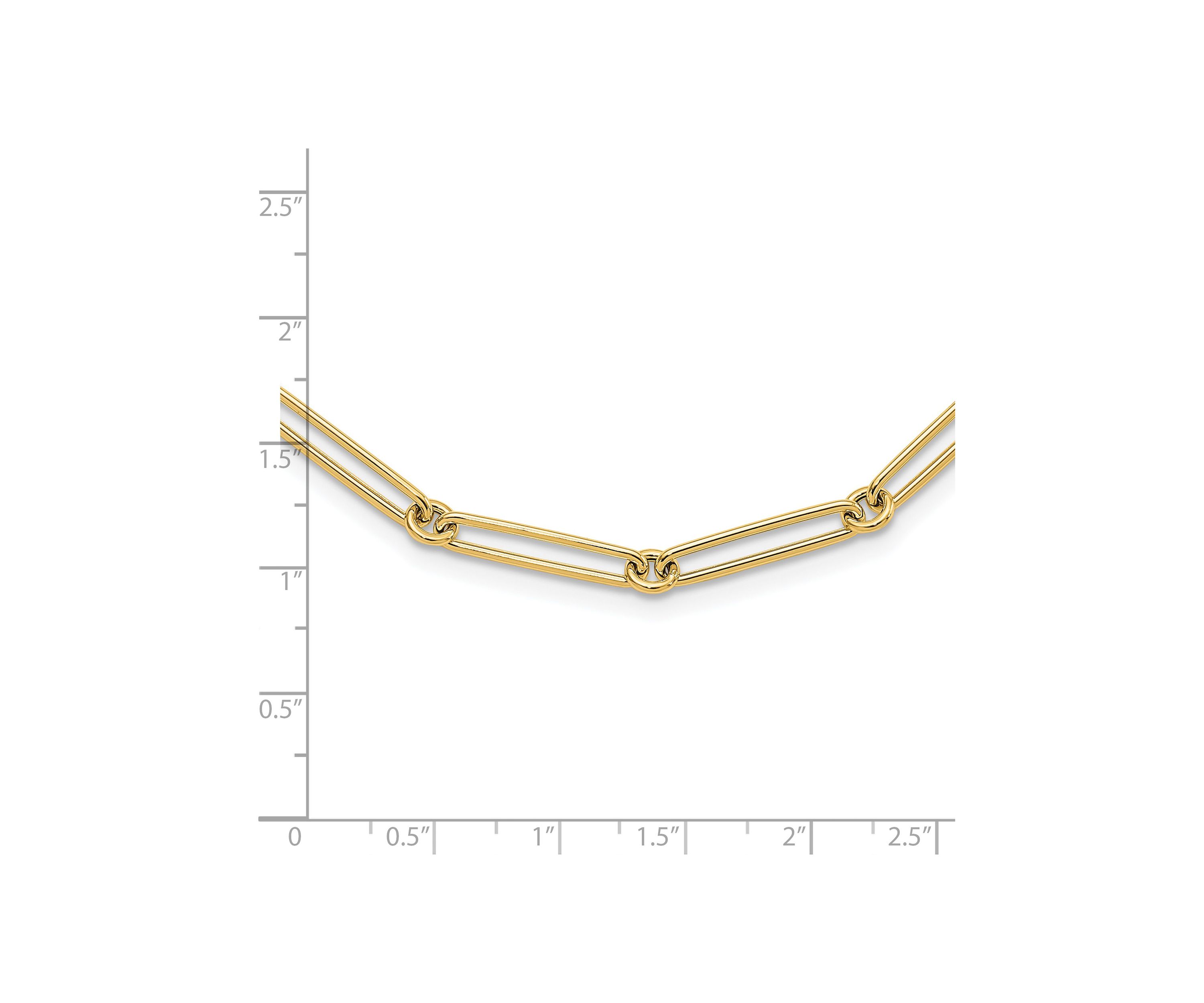 14K Yellow Gold Polished Hollow Paperclip Link Necklace