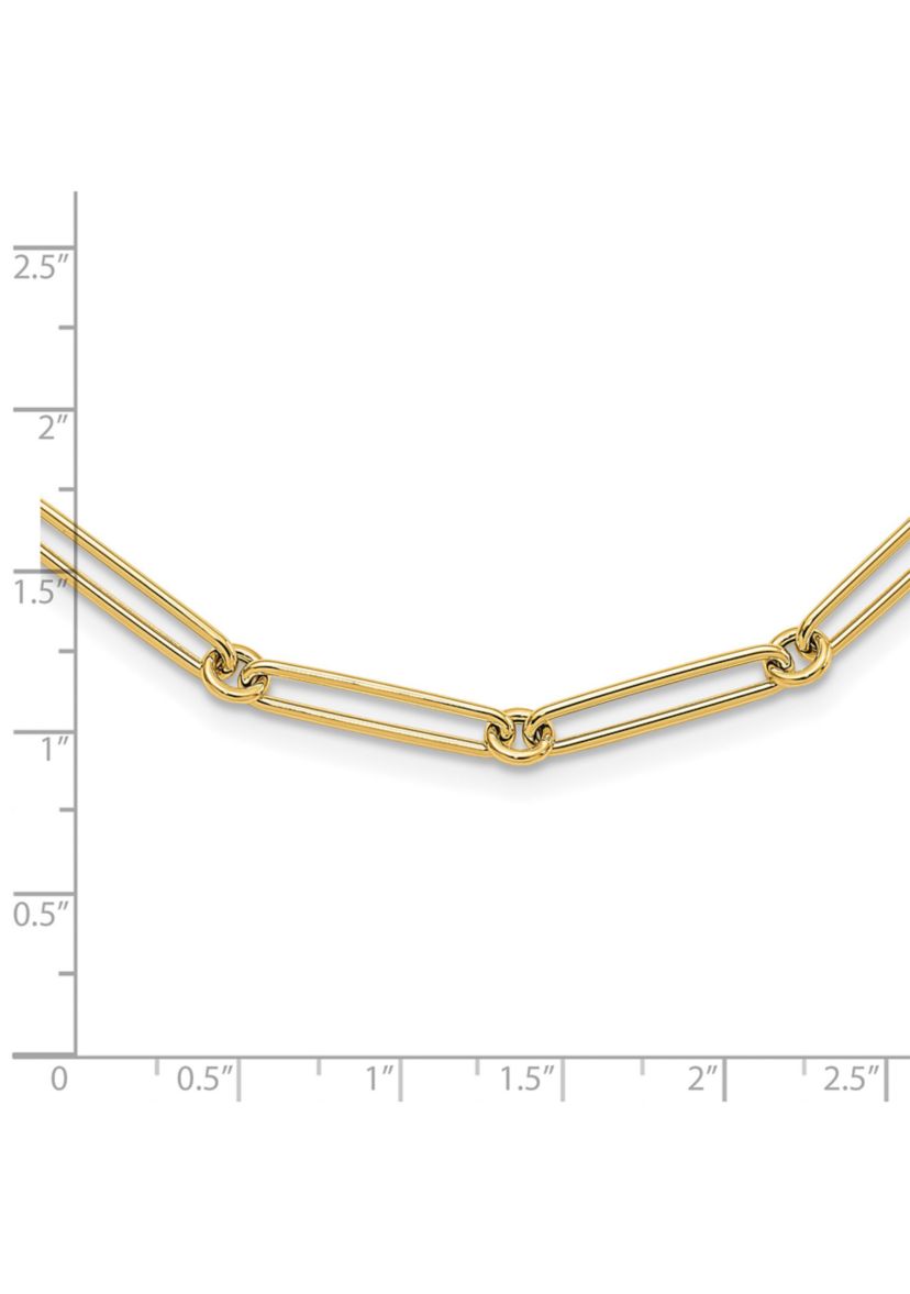 14K Yellow Gold Polished Hollow Paperclip Link Necklace