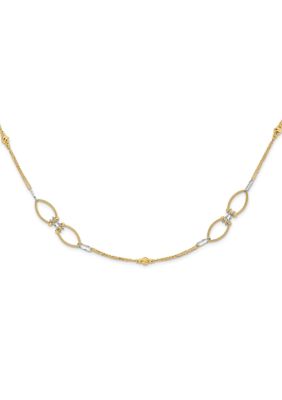 Belk & Co 14K Two Tone Diamond Cut Beads Fancy Link with 1 Inch Extension Necklace, Yellow
