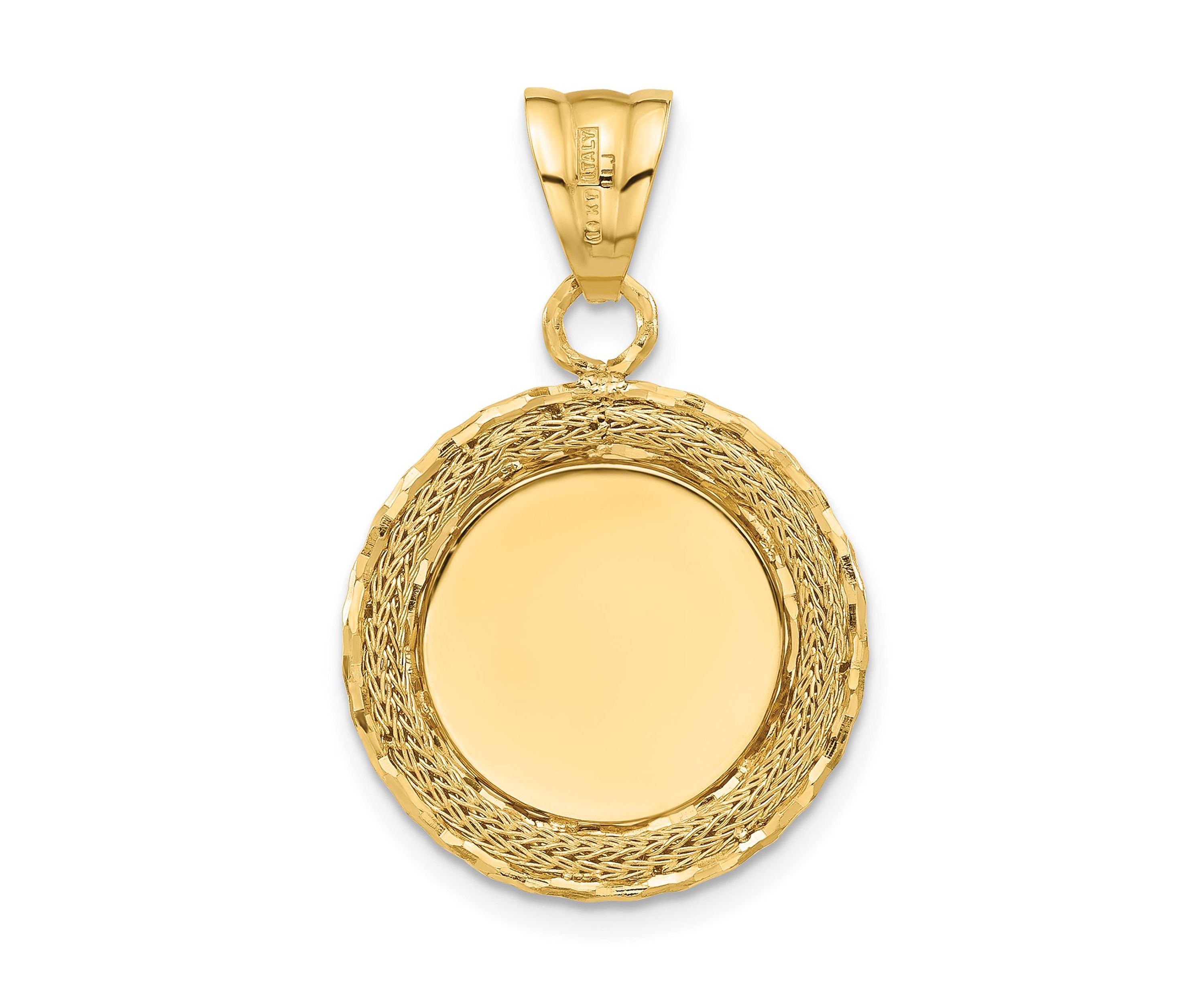14K Yellow Gold Diamond Cut Natural Shell Floral Cameo Pendant