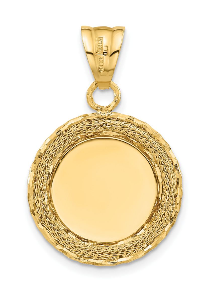 14K Yellow Gold Diamond Cut Natural Shell Floral Cameo Pendant