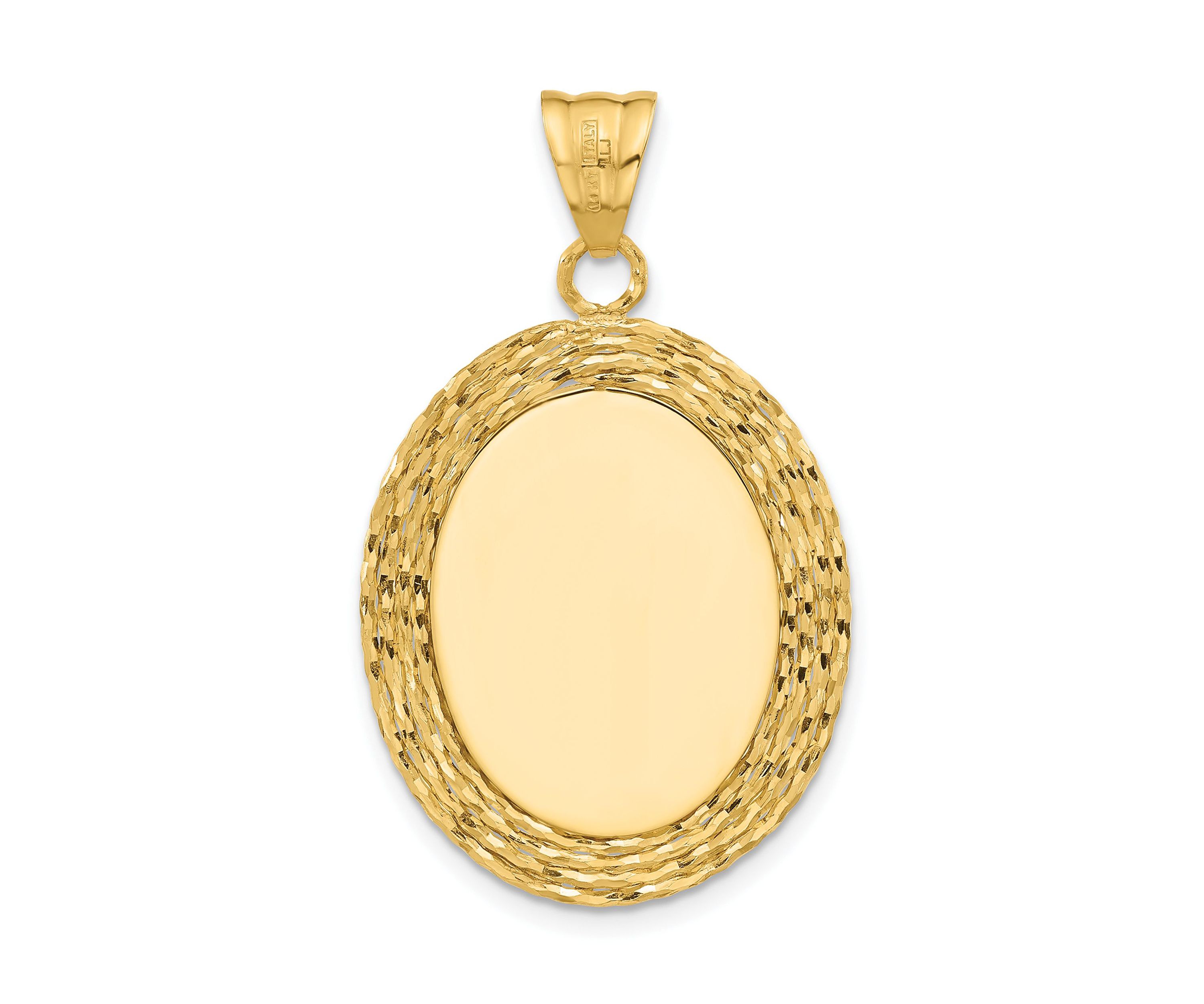14K Yellow Gold Diamond Cut Natural Shell Portrait Cameo Pendant