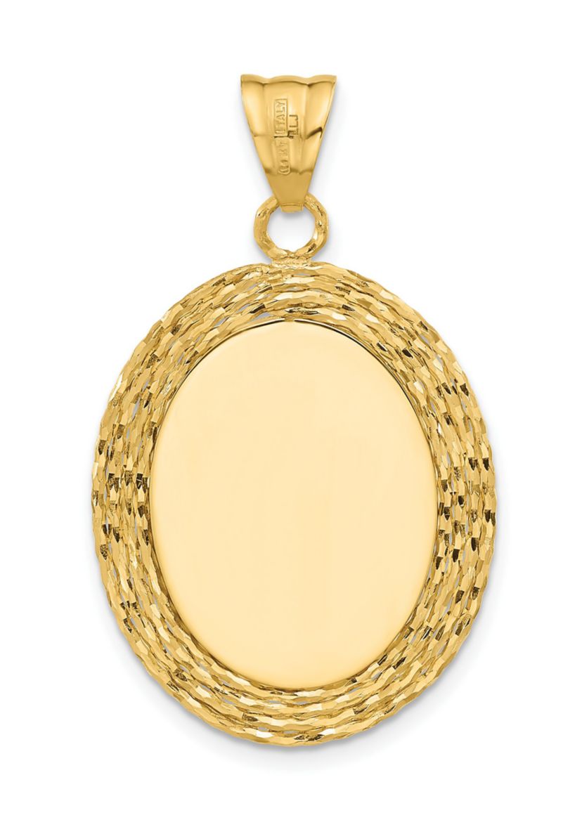 14K Yellow Gold Diamond Cut Natural Shell Portrait Cameo Pendant