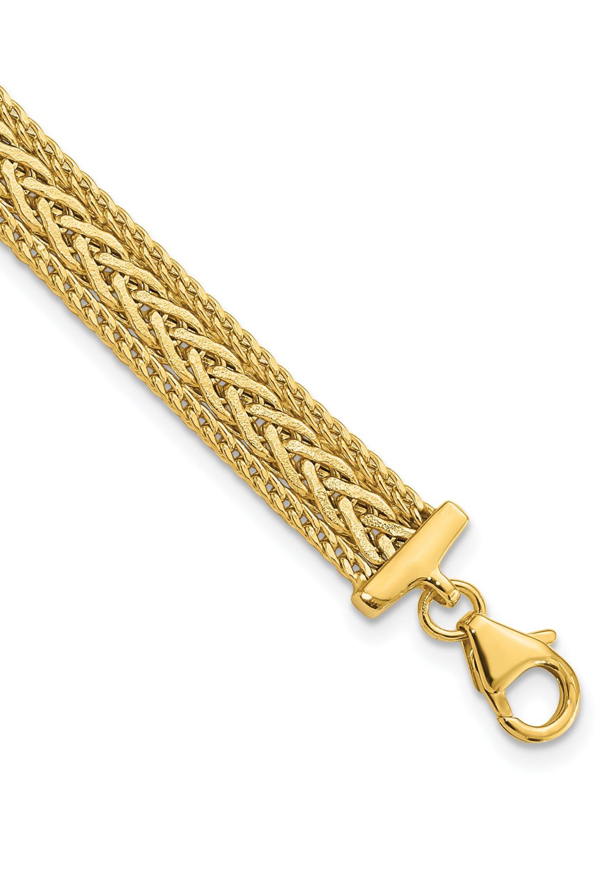 14K Yellow Gold Polished and Textured Bracelet