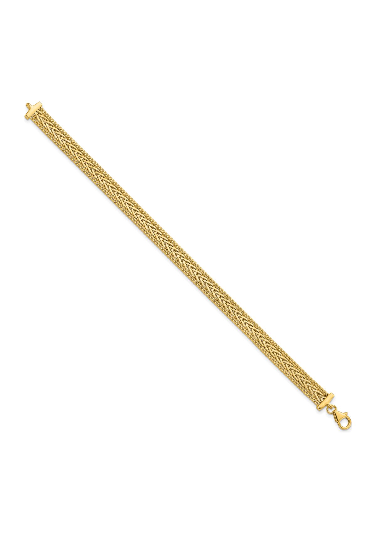 14K Yellow Gold Polished and Textured Bracelet