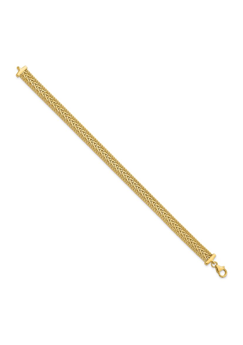 14K Yellow Gold Polished and Textured Bracelet