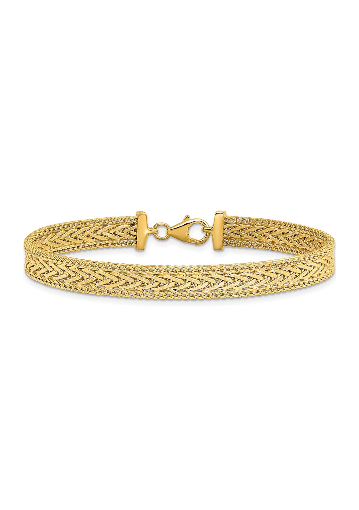 14K Yellow Gold Polished and Textured Bracelet