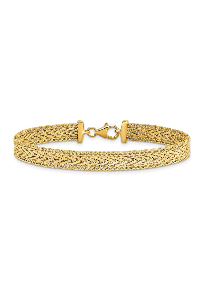 14K Yellow Gold Polished and Textured Bracelet