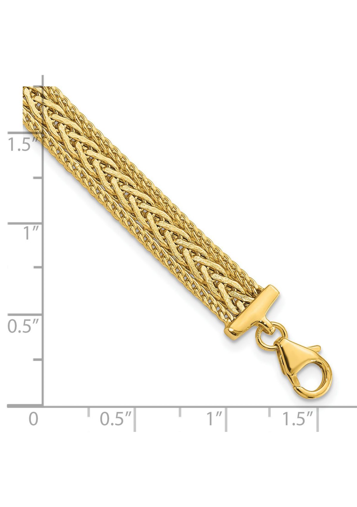14K Yellow Gold Polished and Textured Bracelet