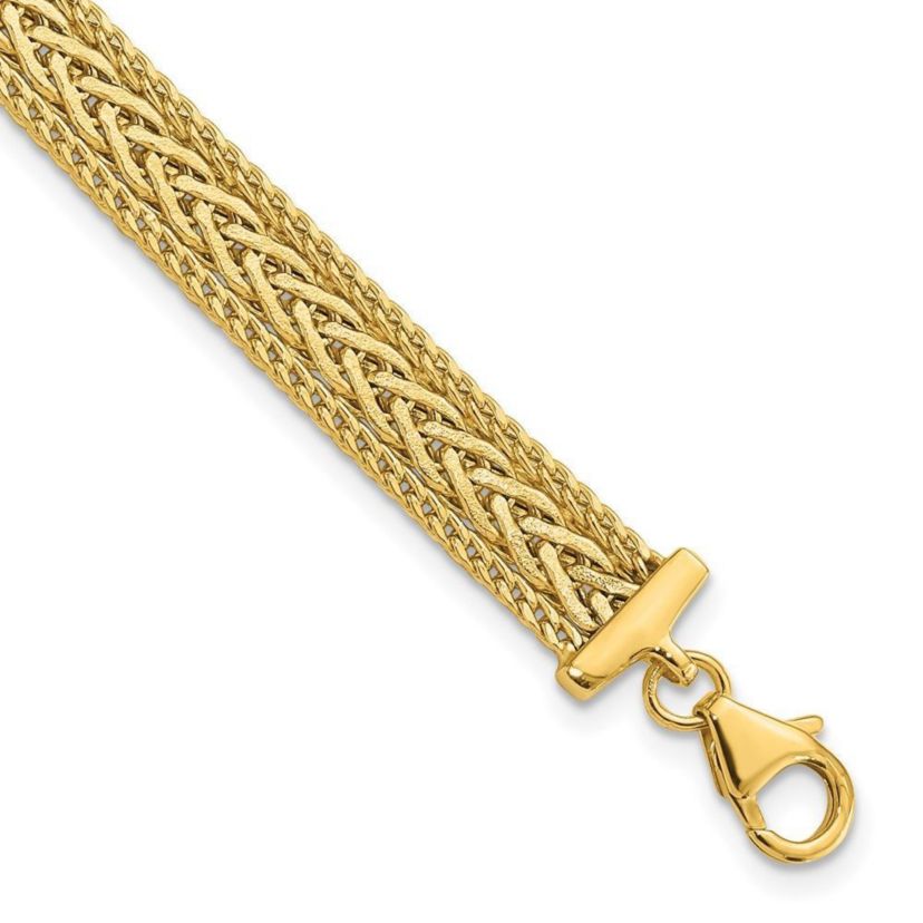 14K Yellow Gold Polished and Textured Bracelet