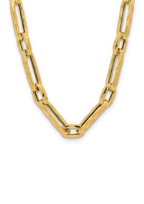 Belk & Co 14K Yellow Gold Polished and Textured Fancy Link Necklace