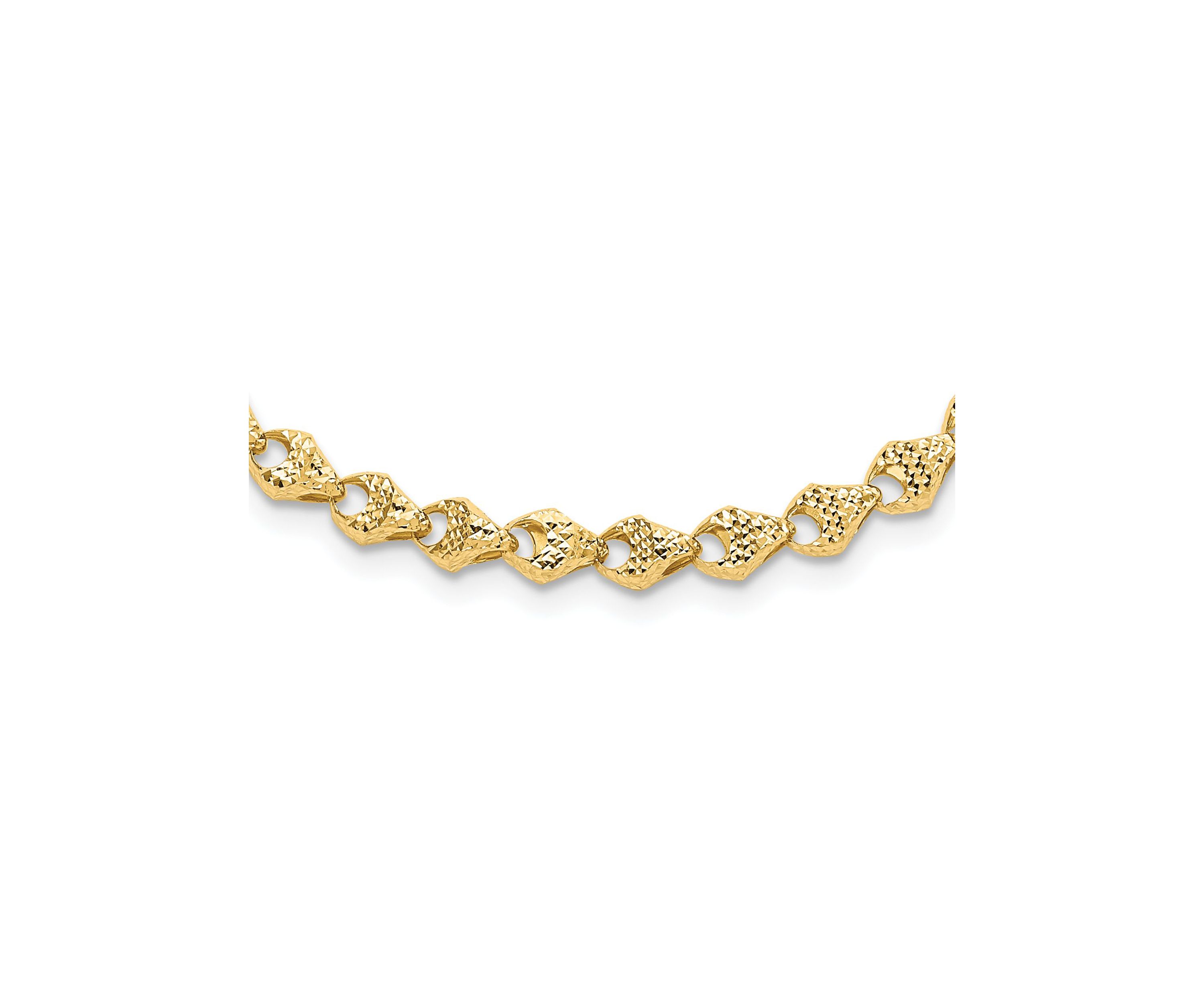 14K Yellow Gold Diamond Cut Fancy Link Necklace