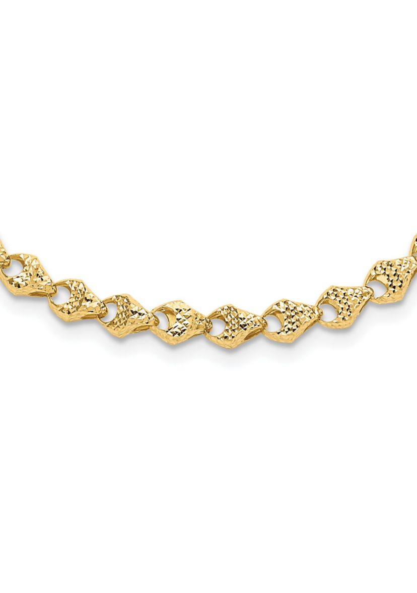 14K Yellow Gold Diamond Cut Fancy Link Necklace