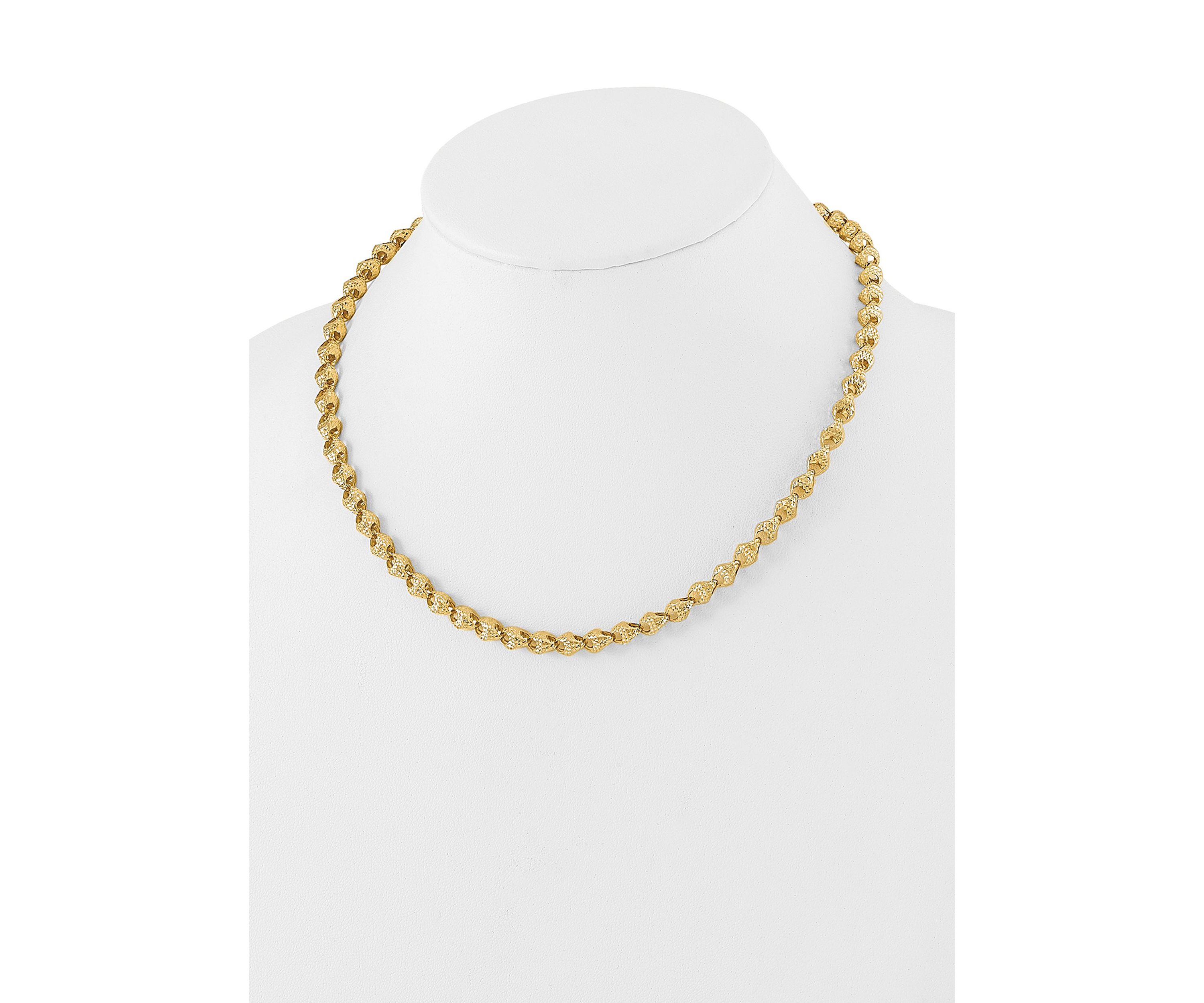 14K Yellow Gold Diamond Cut Fancy Link Necklace