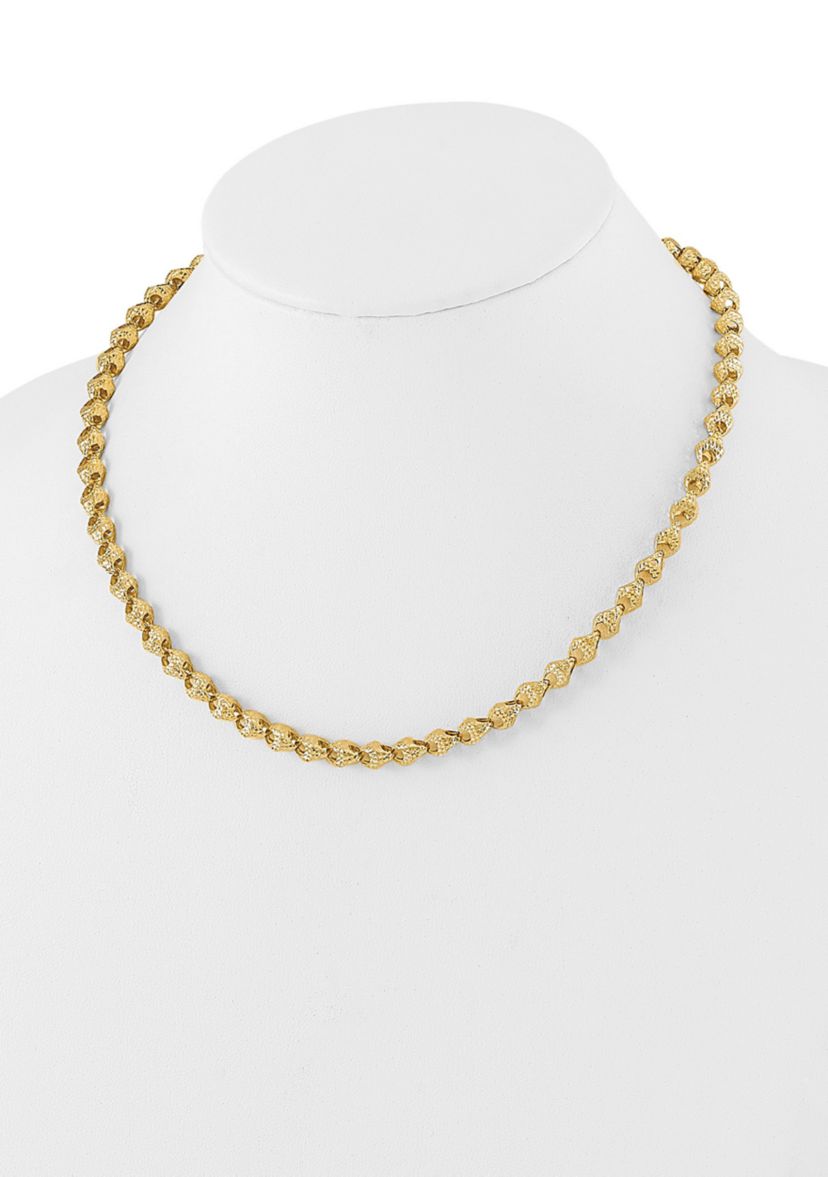 14K Yellow Gold Diamond Cut Fancy Link Necklace