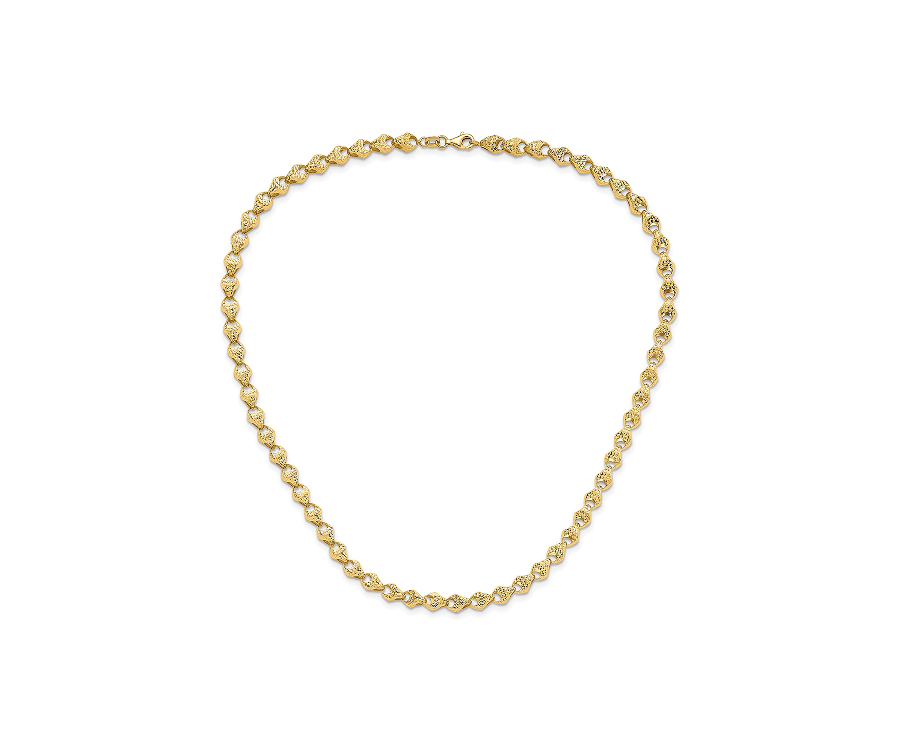 14K Yellow Gold Diamond Cut Fancy Link Necklace