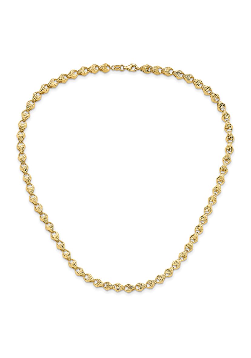 14K Yellow Gold Diamond Cut Fancy Link Necklace