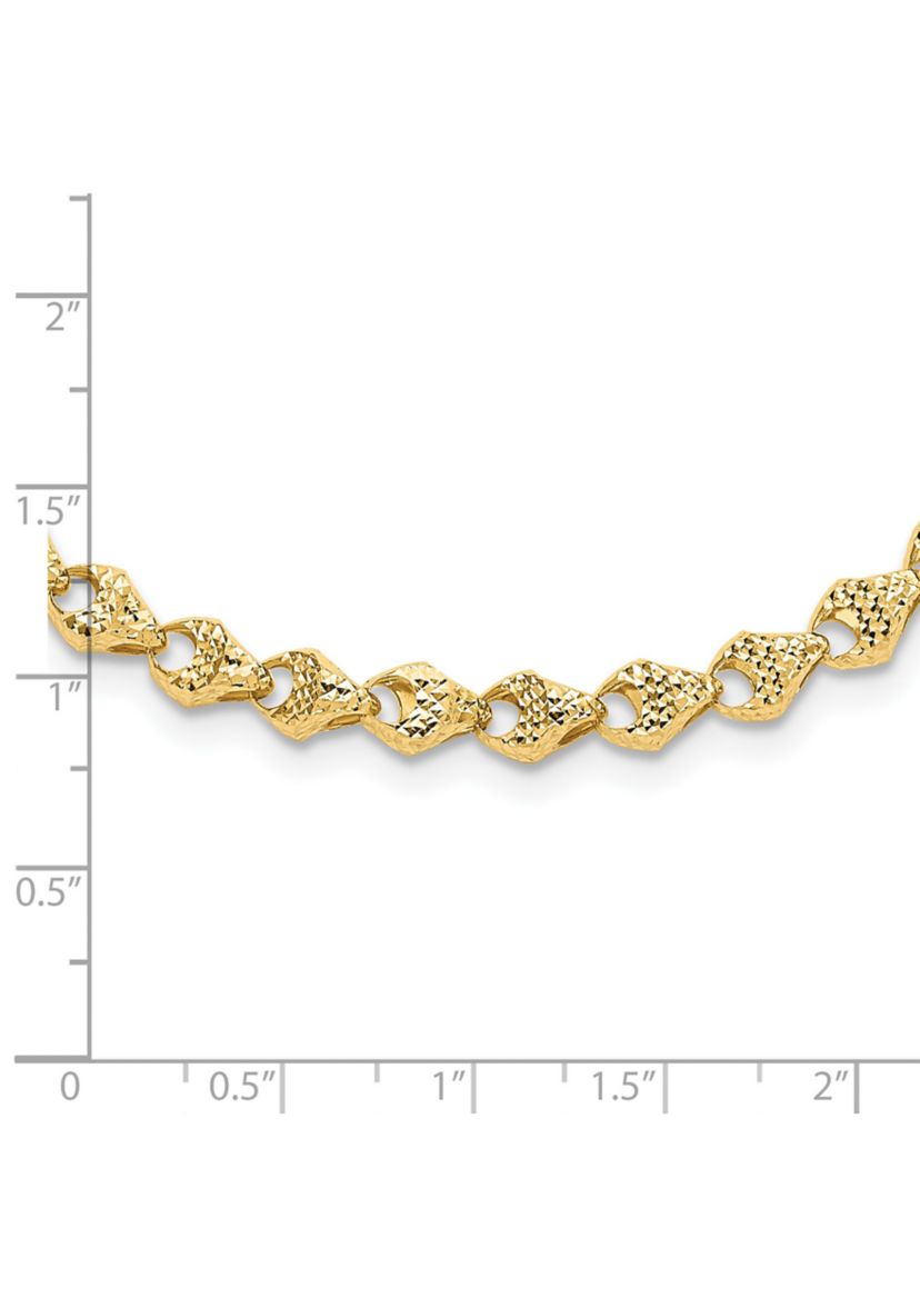 14K Yellow Gold Diamond Cut Fancy Link Necklace