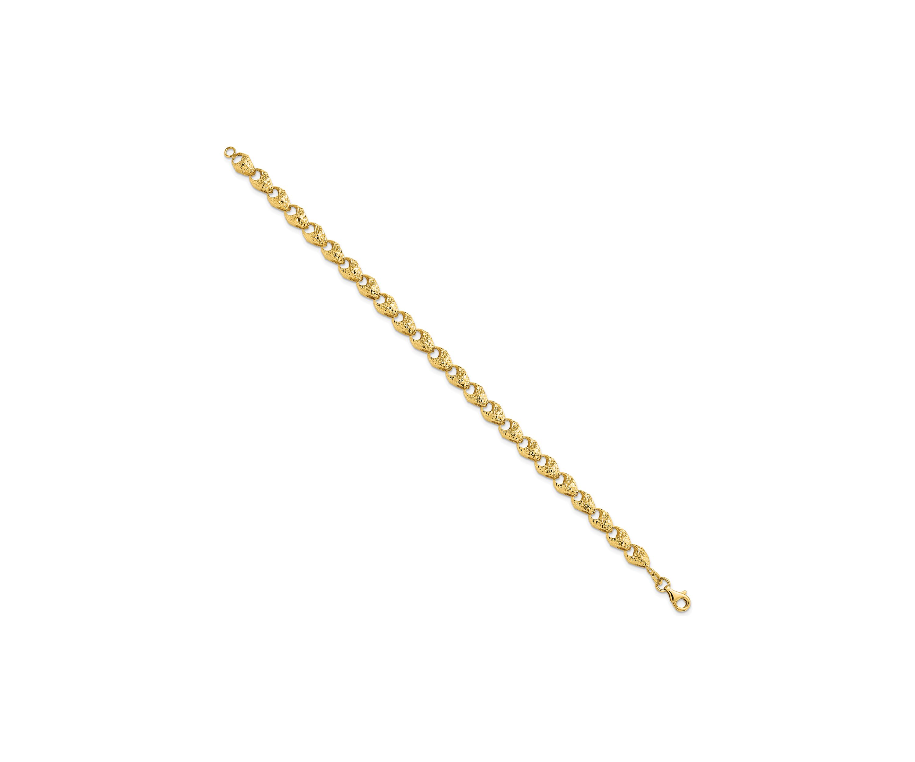 14K Yellow Gold Diamond Cut Fancy Link Bracelet