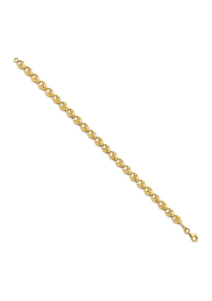 14K Yellow Gold Diamond Cut Fancy Link Bracelet