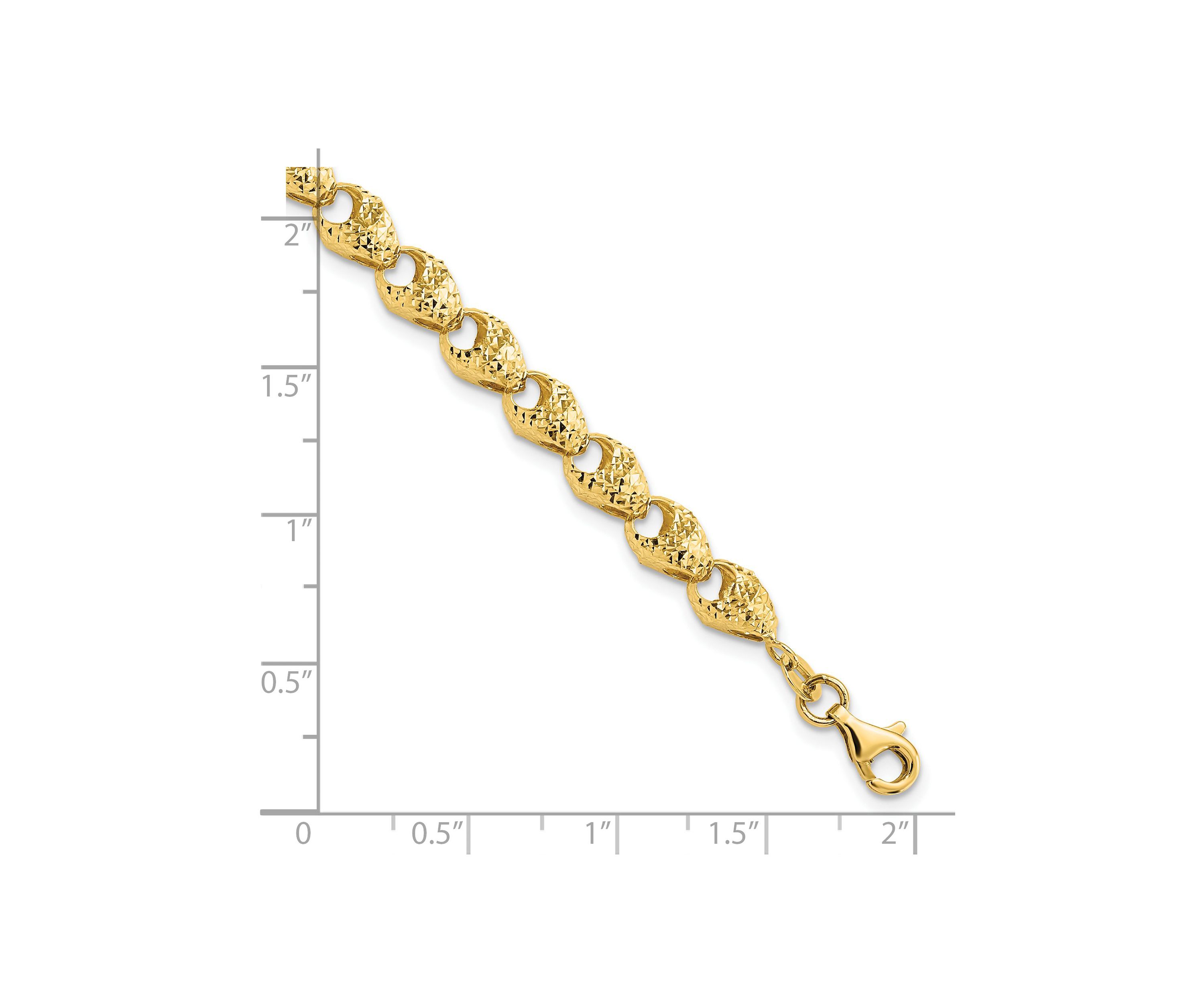 14K Yellow Gold Diamond Cut Fancy Link Bracelet