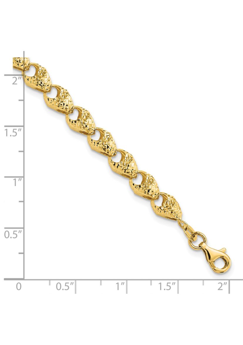 14K Yellow Gold Diamond Cut Fancy Link Bracelet