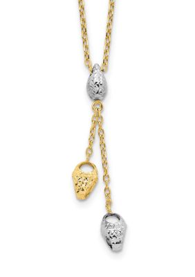 Belk & Co 14K Two Tone Diamond Cut Beads Drop Necklace, Yellow