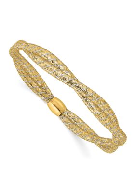 Belk & Co 14K Two Tone Polished 2 Strand Twist Stretch Bracelet