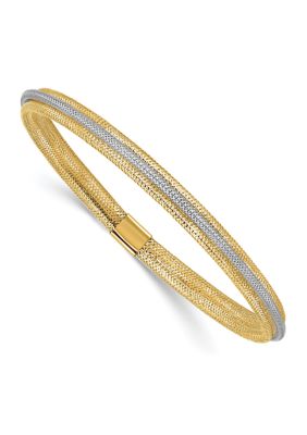 Belk  Co 14K Two Tone Polished Stretch Bracelet Yellow