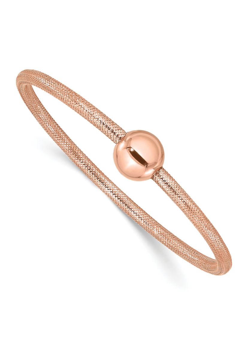 14K Yellow Gold Polished with Bead Stretch Bracelet