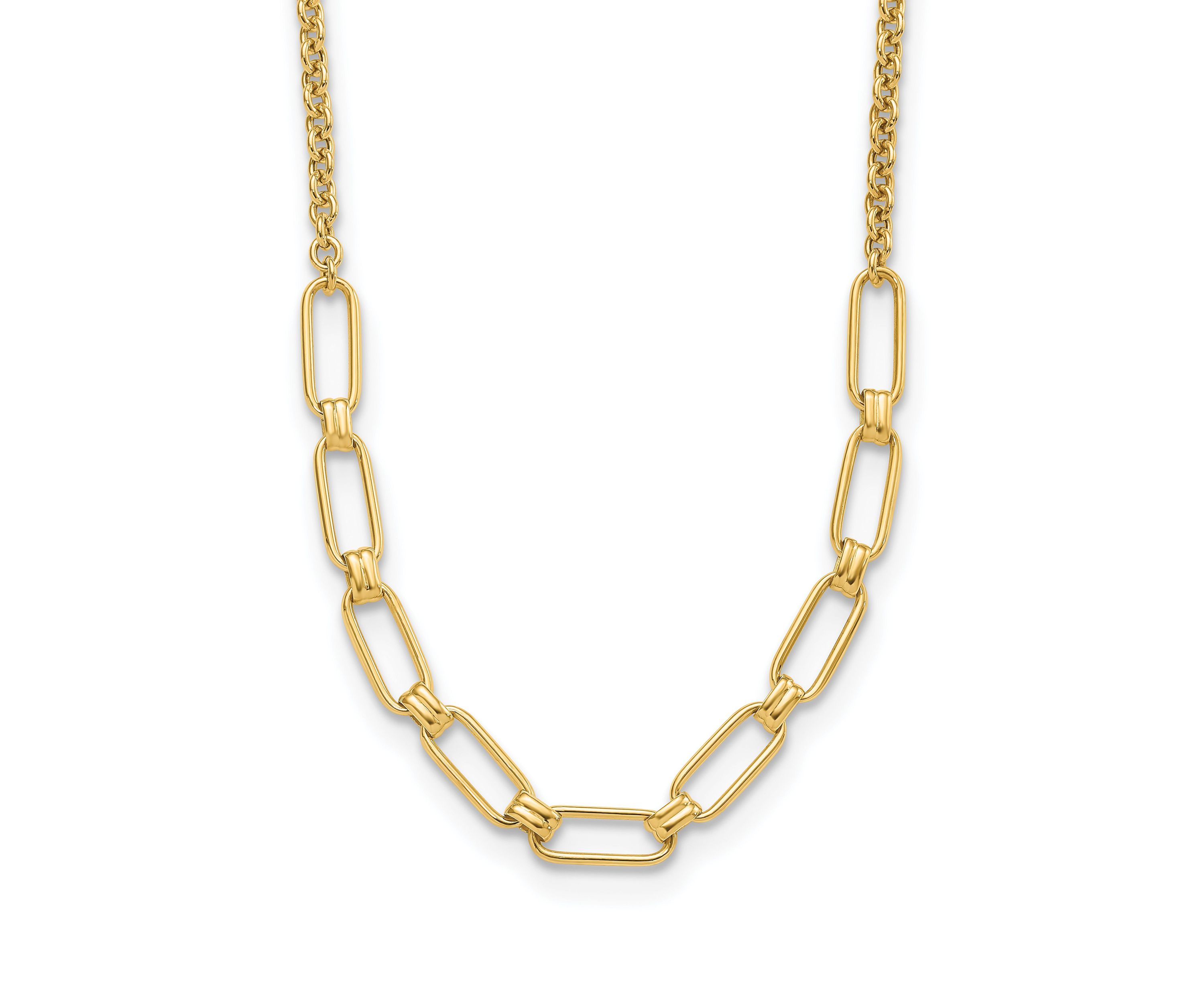 14K Yellow Gold Polished Fancy Link Necklace