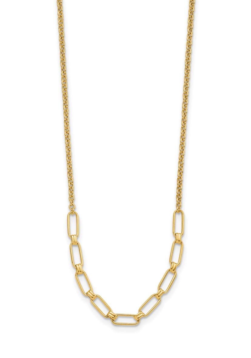 14K Yellow Gold Polished Fancy Link Necklace
