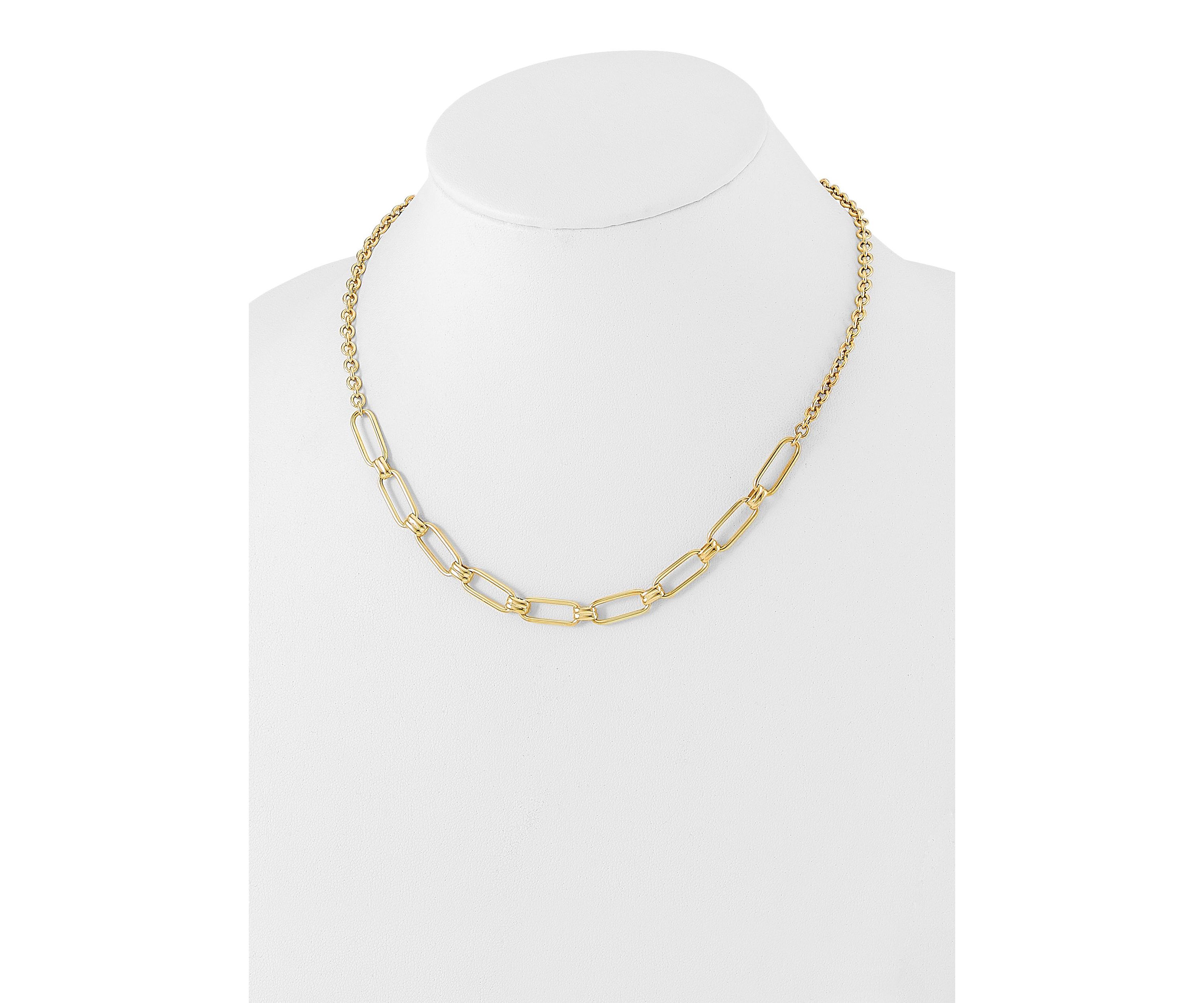 14K Yellow Gold Polished Fancy Link Necklace