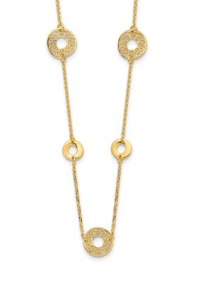 Belk & Co 14K Yellow Gold Polished and Filigree Circle Stations with 1 Inch Extension Necklace