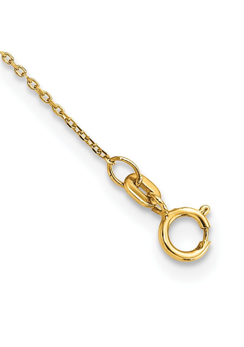 14K Yellow Gold Polished and Filigree Heart Stations with 1 Inch Extension Necklace