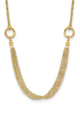 14K Yellow Gold Diamond-cut Multi-strand Accent with 1-inch Extension Necklace
