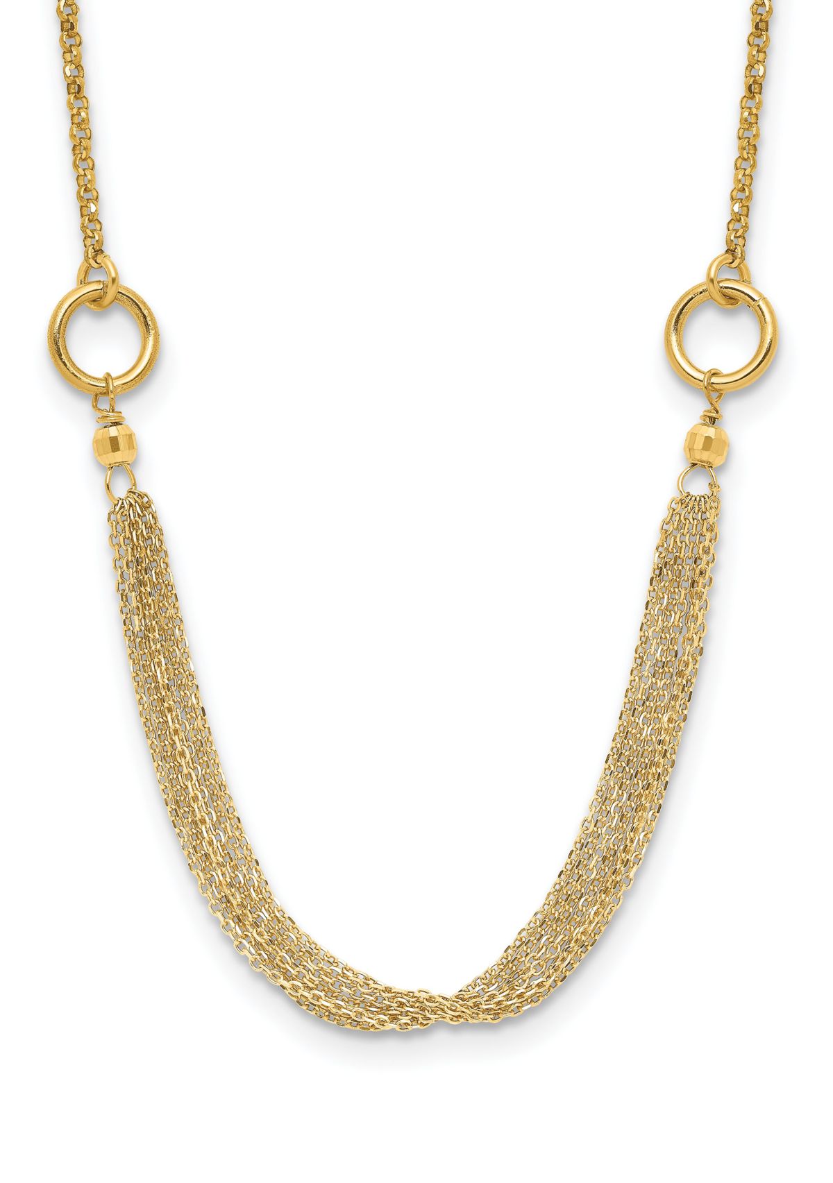 14K Yellow Gold Diamond-cut Multi-strand Accent with 1-inch Extension Necklace