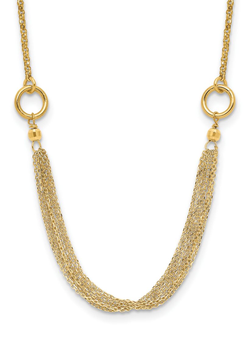 14K Yellow Gold Diamond-cut Multi-strand Accent with 1-inch Extension Necklace