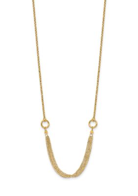 14K Yellow Gold Diamond-cut Multi-strand Accent with 1-inch Extension Necklace