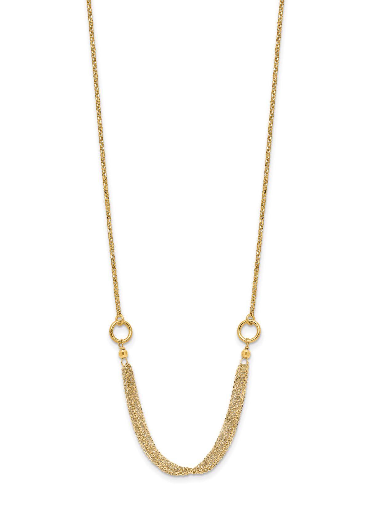 14K Yellow Gold Diamond-cut Multi-strand Accent with 1-inch Extension Necklace