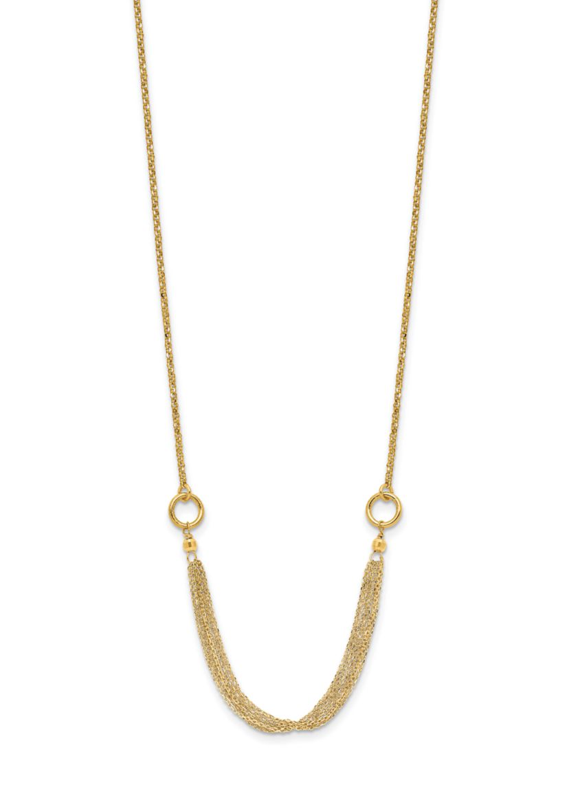 14K Yellow Gold Diamond-cut Multi-strand Accent with 1-inch Extension Necklace