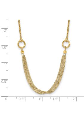 14K Yellow Gold Diamond-cut Multi-strand Accent with 1-inch Extension Necklace