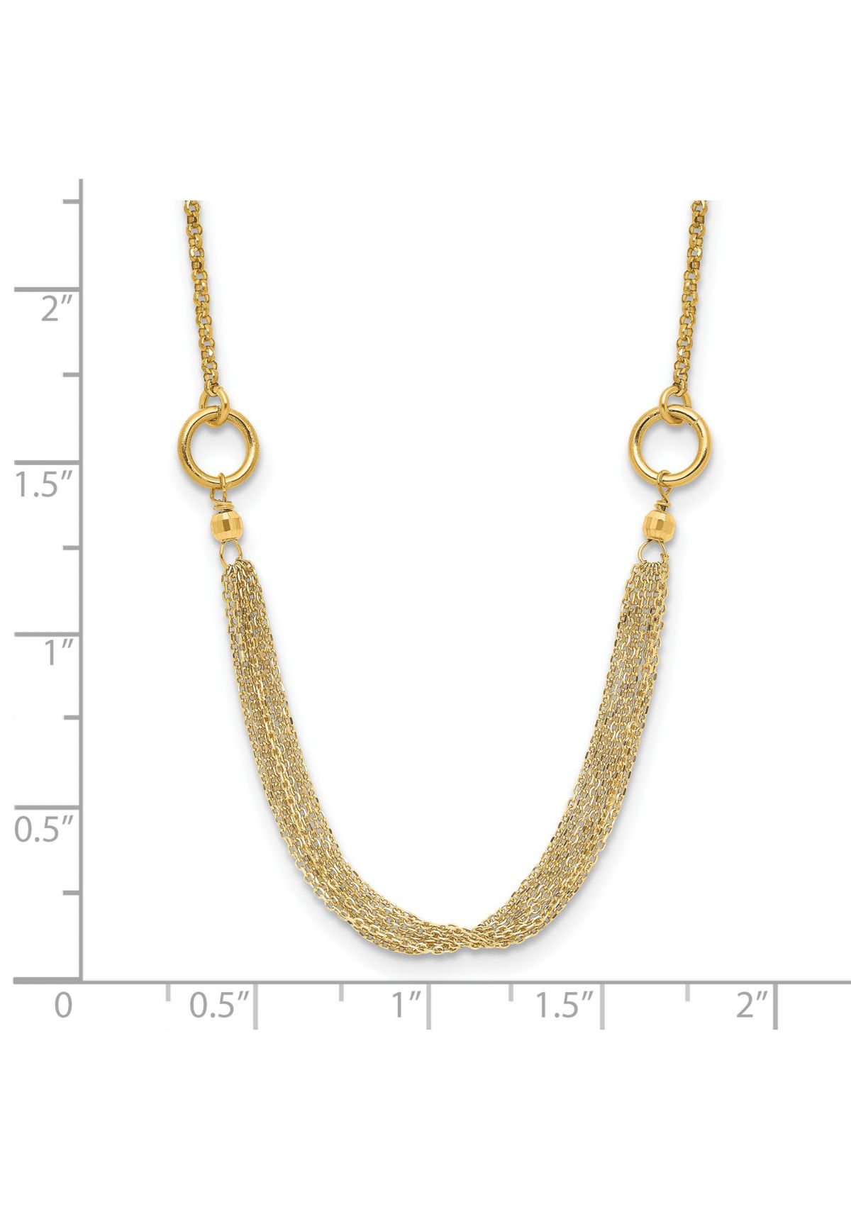 14K Yellow Gold Diamond-cut Multi-strand Accent with 1-inch Extension Necklace