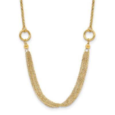 14K Yellow Gold Diamond-cut Multi-strand Accent with 1-inch Extension Necklace