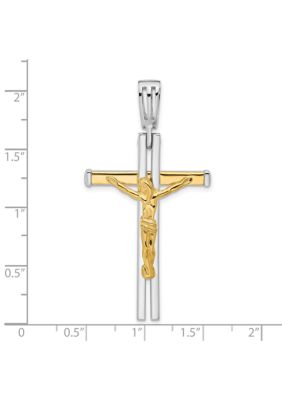 14K Two Tone Polished Crucifix Pendant