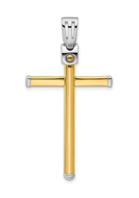 14K Two-tone Polished Cross Pendant