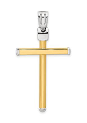 14K Two-tone Polished Cross Pendant